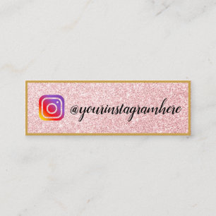 Pink Glitter Gold Black Social Media Mini Business Card