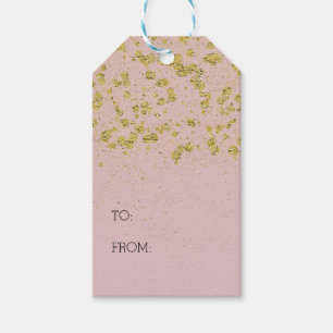 Pink Glitter Gold Confetti Christmas Gift Tags