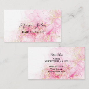 Pink glitter gold watercolor Business Card