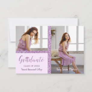 Pink Glitter Graduate Simple 2 Photos Graduation