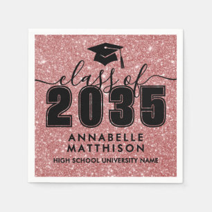 Pink Glitter Graduation Napkin