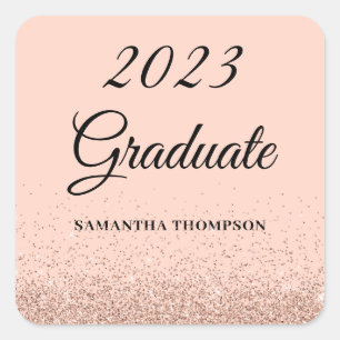 Pink Glitter Graduation Sticker