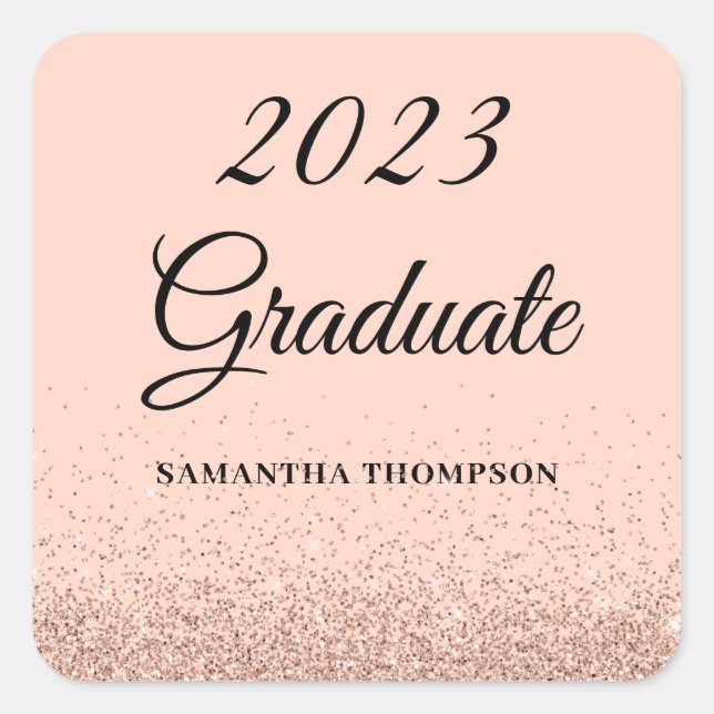 Pink Glitter Graduation Sticker (Front)
