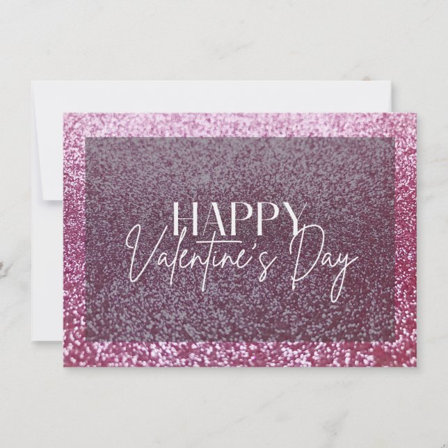 Pink Glitter Happy Valentine's Day Card (Front)