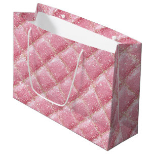 Pink Glitter Harlequin Glam Large Gift Bag