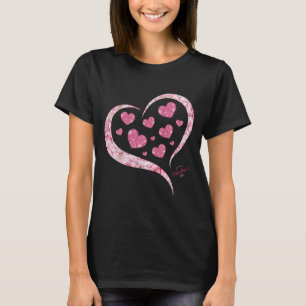 Pink Glitter Heart Romantic Happy Valentine's Day  T-Shirt