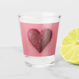 Pink glitter heart shot glasses. glass