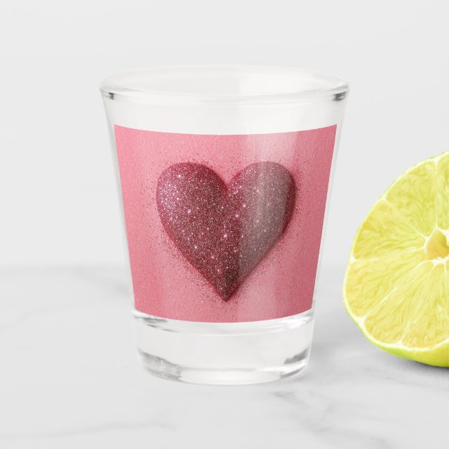 Pink glitter heart shot glasses. glass (Front)