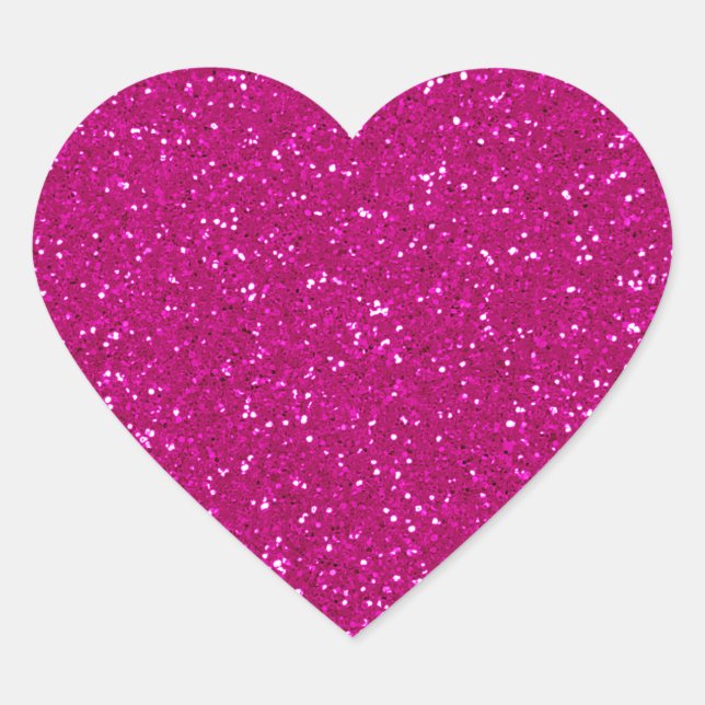 Pink Glitter Heart Sticker (Front)