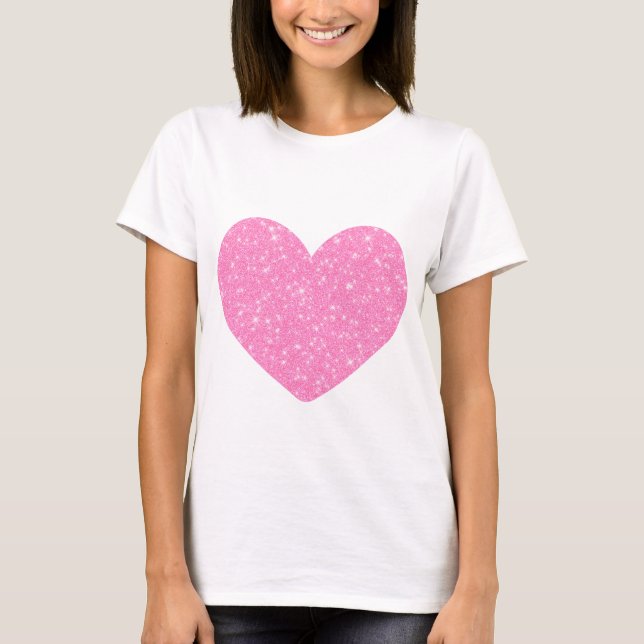 Pink Glitter Heart T-Shirt (Front)