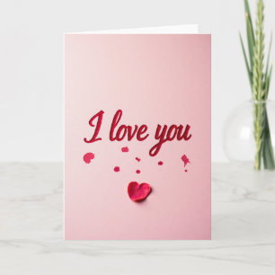 Pink Glitter I Love You Card