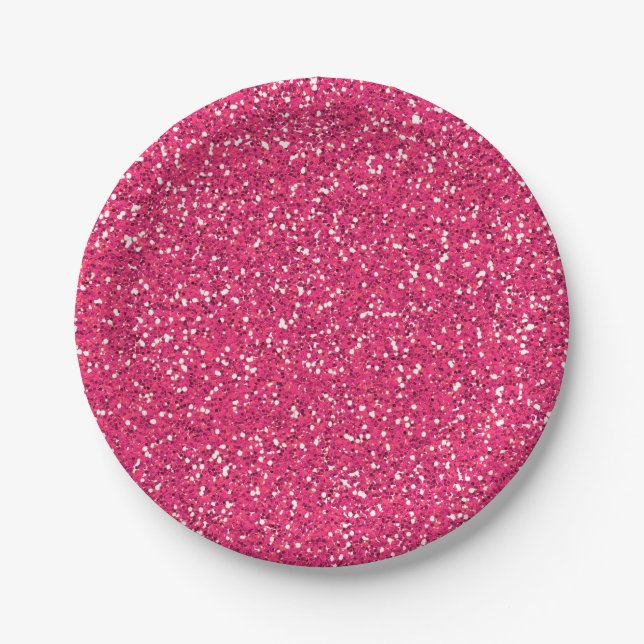 Pink Glitter Image Custom Party Paper Plate (Front)
