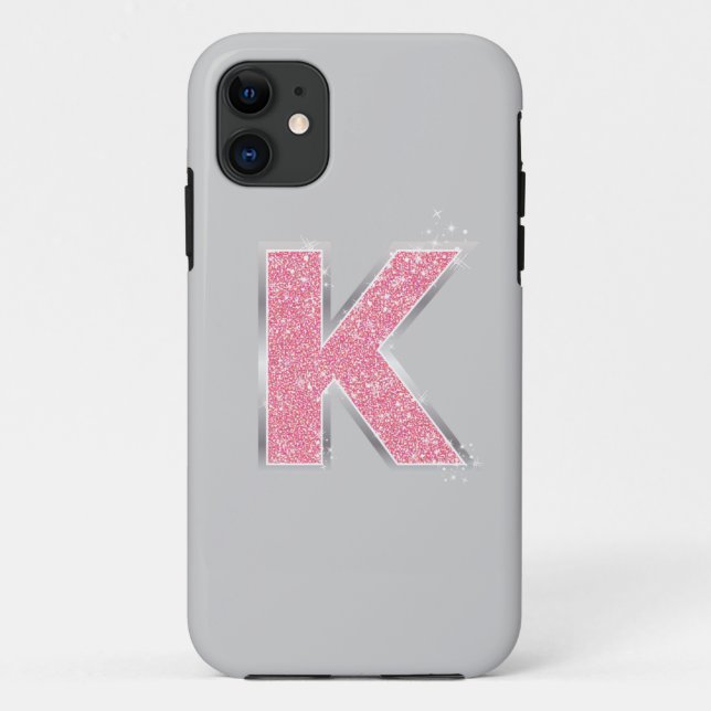 Pink Glitter K Case-Mate iPhone Case (Back)