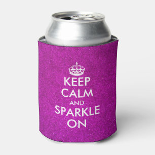 Pink glitter keep calm and sparkle on can coolers
