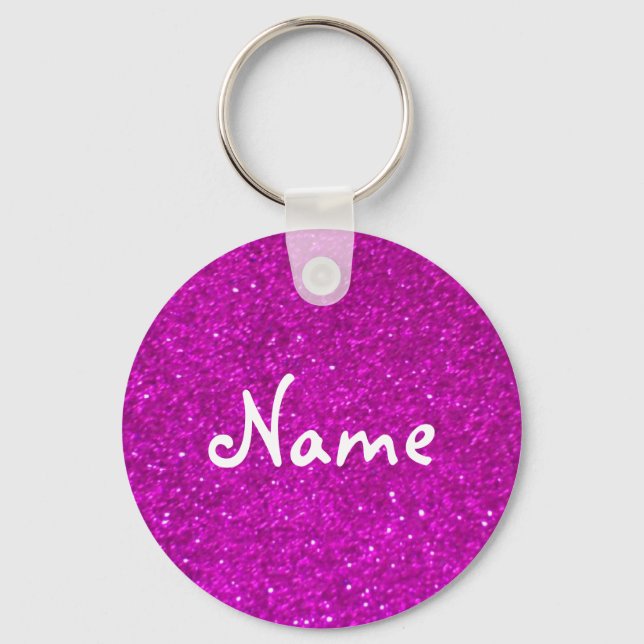 Pink glitter keychain with faux glimmers (Front)