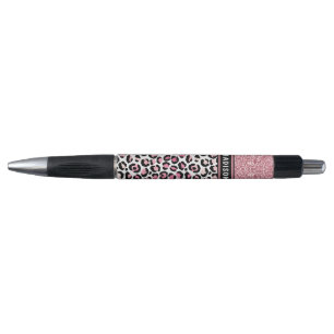 Pink Glitter Leopard Print Shimmer Custom Name