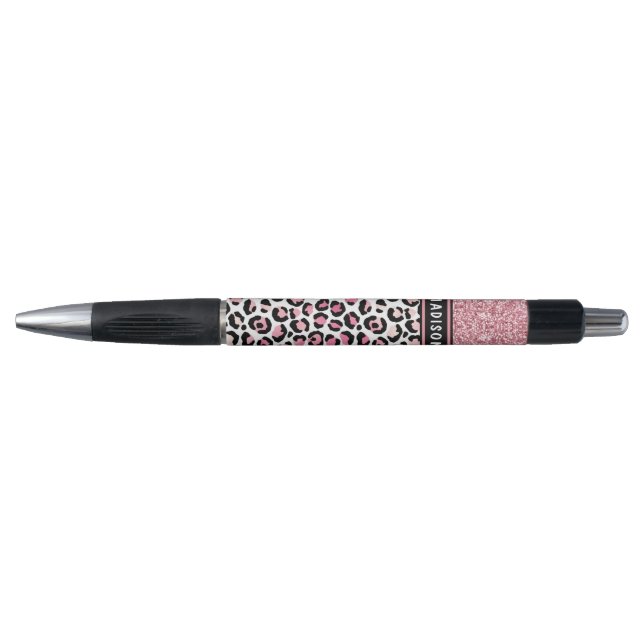 Pink Glitter Leopard Print Shimmer Custom Name (Front)