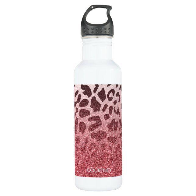 Pink Glitter Leopard Skin 710 Ml Water Bottle (Front)