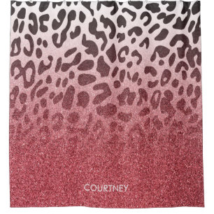 Pink Glitter Leopard Skin Shower Curtain