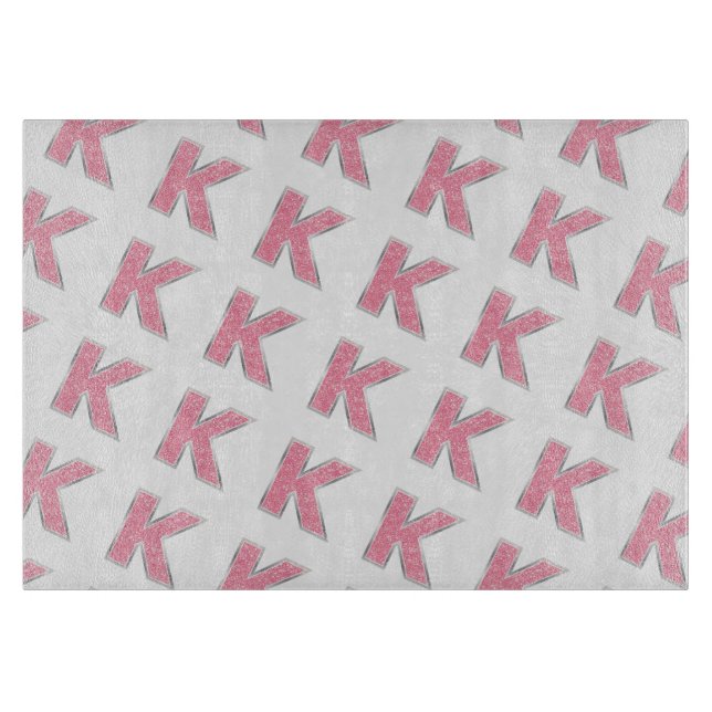 Pink Glitter letter K Cutting Board (Front)