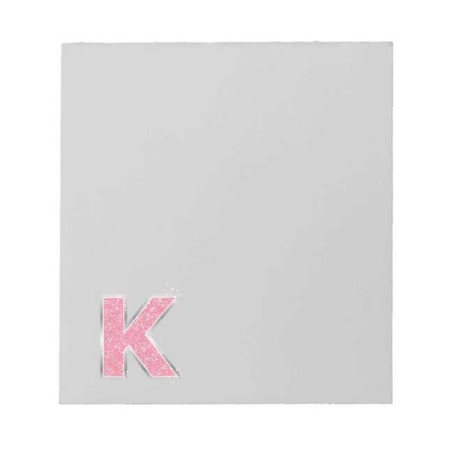 Pink Glitter letter K Notepad (Front)