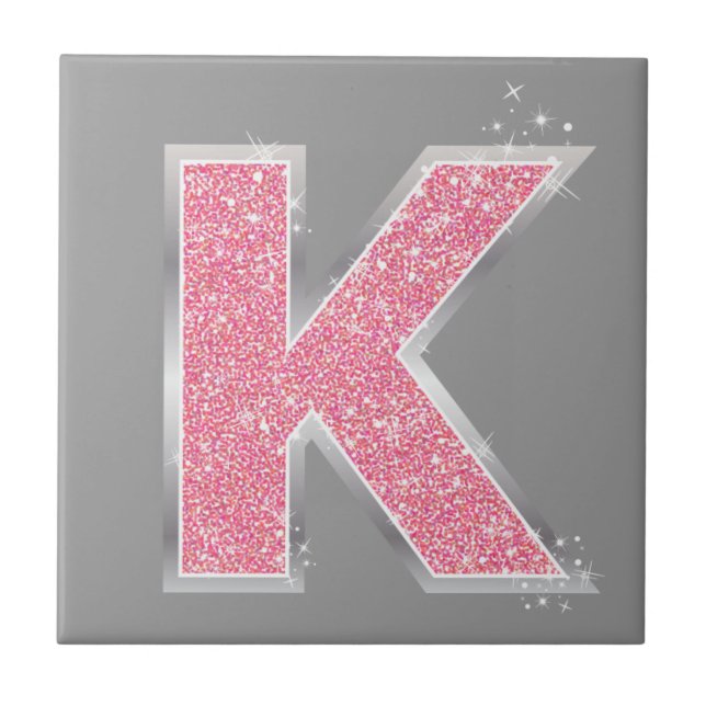 Pink Glitter letter K Tile (Front)
