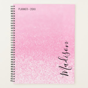 Pink Glitter Lights Personalised Planner