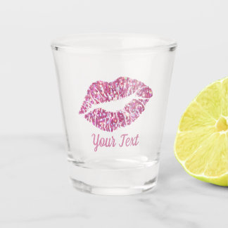 Pink Glitter Lip Kisses Boss Babe Shot Glass