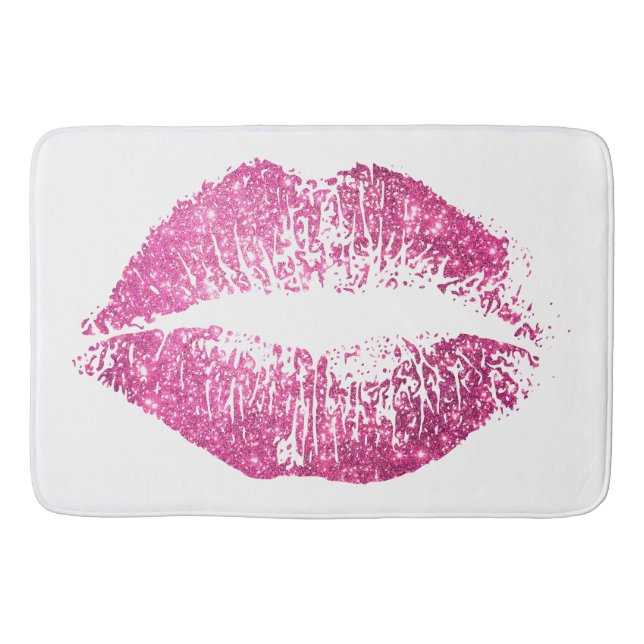 Pink Glitter Lips #2 Bath Mat (Front)