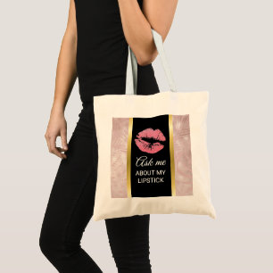 Pink Glitter Lips Ask Me About My Lipstick Tote Bag