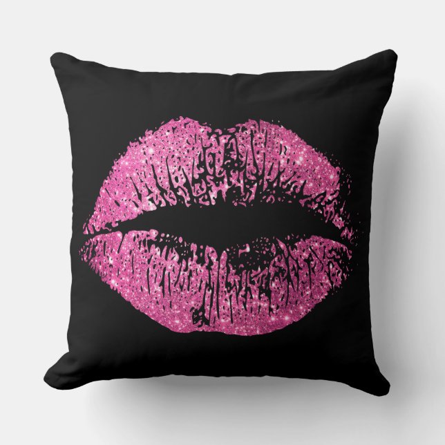 Pink Glitter Lips Cushion (Front)