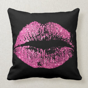 Pink Glitter Lips Cushion