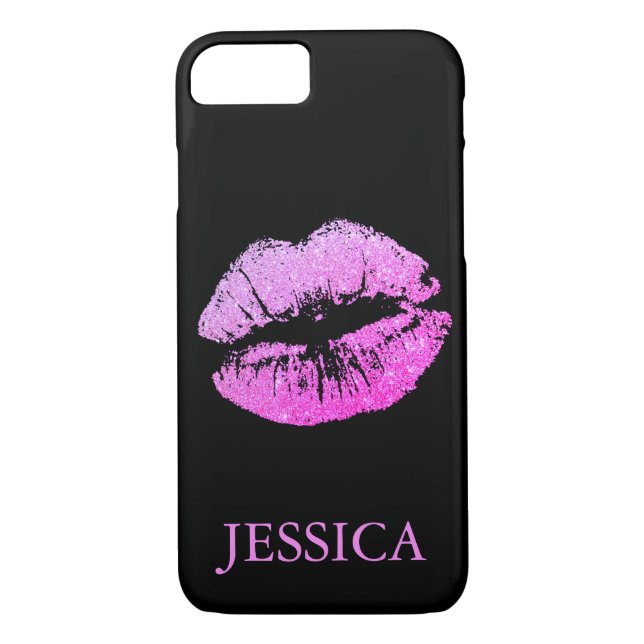 Pink Glitter Lips Girly Pattern Case-Mate iPhone Case (Back)