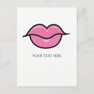 Pink Glitter Lips Kiss Makeup Glam Beauty Salon Postcard