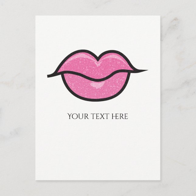Pink Glitter Lips Kiss Makeup Glam Beauty Salon Postcard (Front)