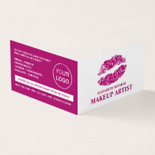 Pink Glitter Lips, Makeup Artist, Loyalty Card, Business Card