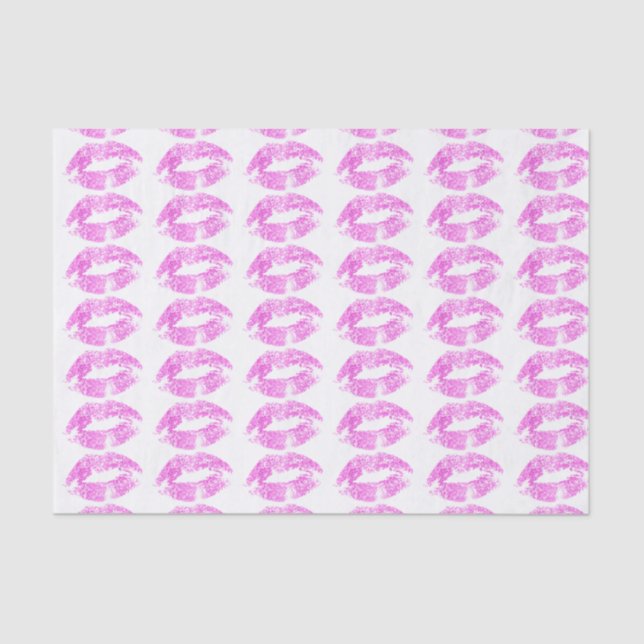 Pink Glitter Lips Pattern Tissue Paper (Front)