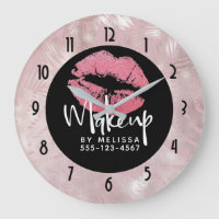 Pink Glitter Lips & Rose Gold Tropical Leaves