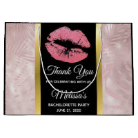 Pink Glitter Lips & Rose Gold Tropical Leaves