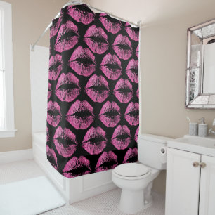 Pink Glitter Lips Shower Curtain