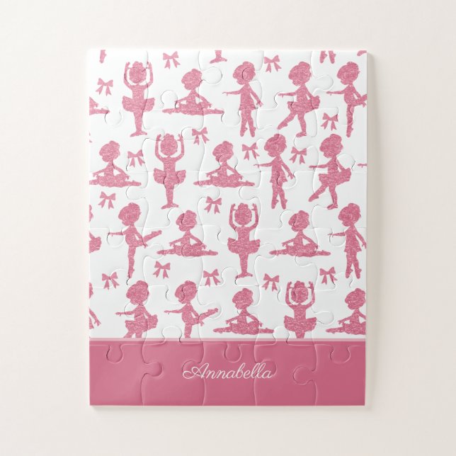 Pink Glitter Little Girl Ballerina Ballet Pattern Jigsaw Puzzle (Vertical)