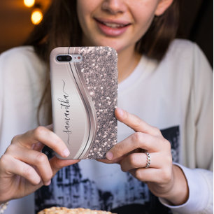 Pink Glitter Look Handwritten name 13 iPhone 13 Case