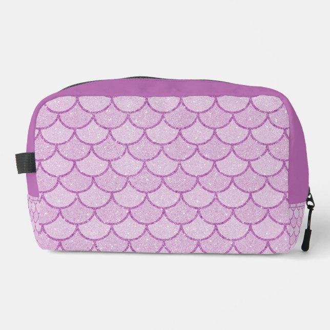 PINK GLITTER LOOK MERMAID SCALE PATTERNS DOPP KIT (Front)