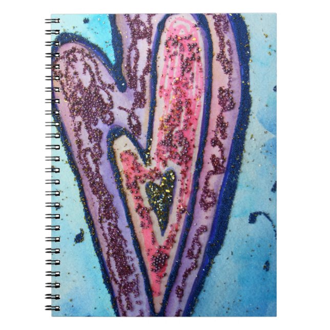 Pink Glitter Love Hearts Art Notebook Journal (Front)