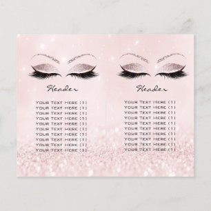 Pink Glitter Makeup Eye Lash Prices Leaflet Logo Flyer
