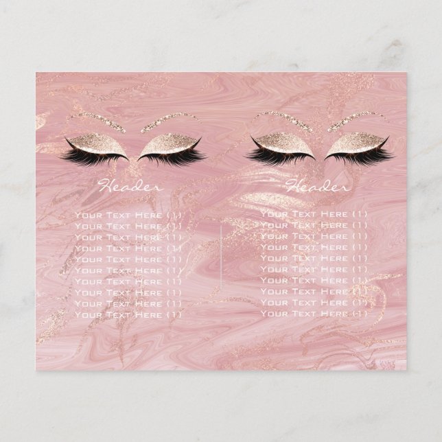 Pink Glitter Makeup Eye Lash Prices Leaflet Marble Flyer (Back)