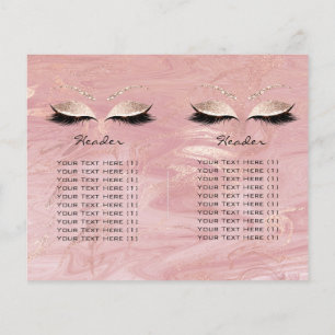Pink Glitter Makeup Eye Lash Prices Leaflet Marble Flyer