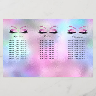 Pink Glitter Makeup Eyes Lash Rose DL 3 Leaflet Flyer