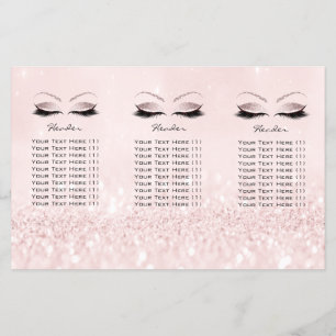Pink Glitter Makeup Eyes Lashes DL 3 Leaflet Flyer