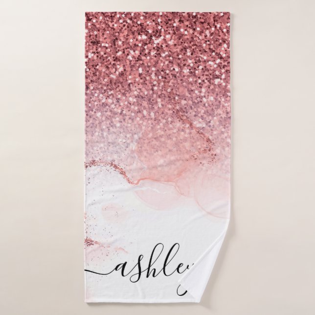 Pink Glitter Marble Bath Towel (Bath Towel)